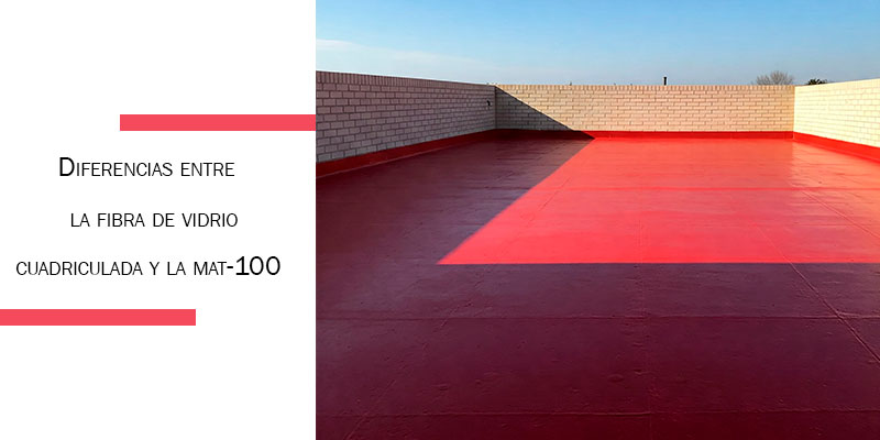 imagen de diferencia fibra vidrio cuadriculada y MAT-100